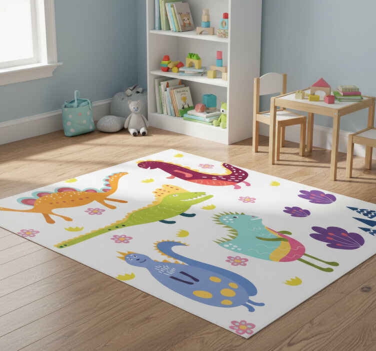 Tappeto vinile animali set dipinto a mano dinosauri nordici - TenStickers