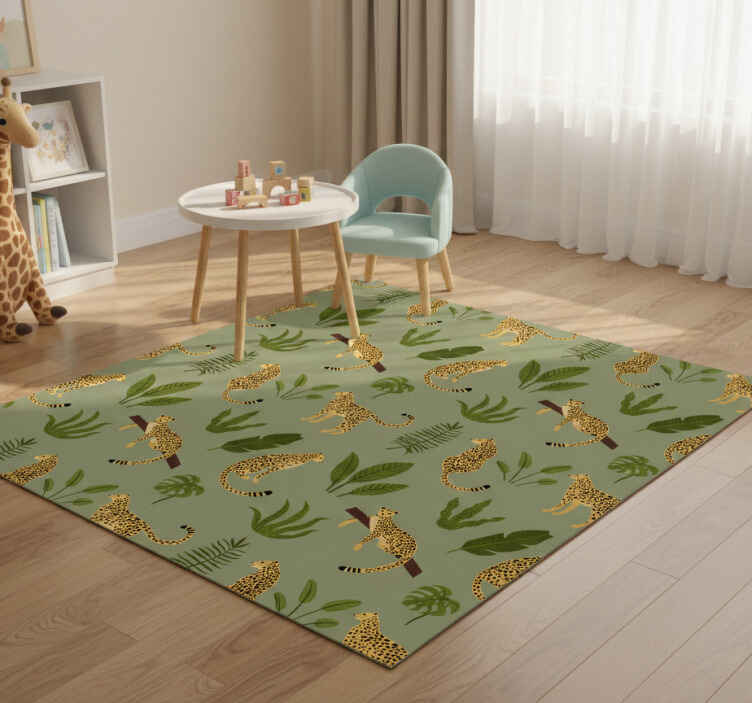 Tappeto vinile animali design giungla floreale leopardato - TenStickers