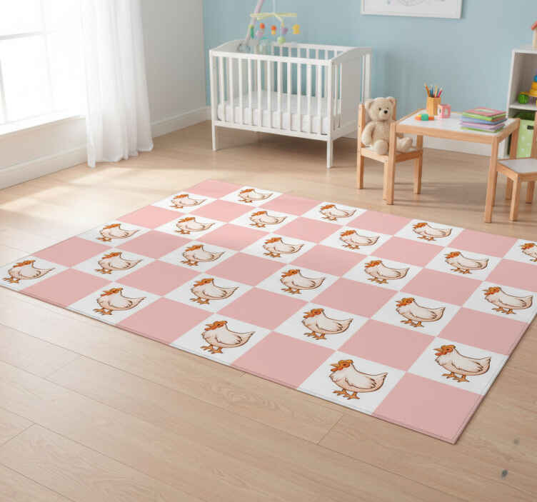Tappeto vinile animali quadrati rosa con galli - TenStickers
