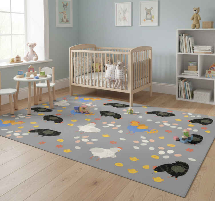 Tappeto vinile animali galline nel pollaio - TenStickers
