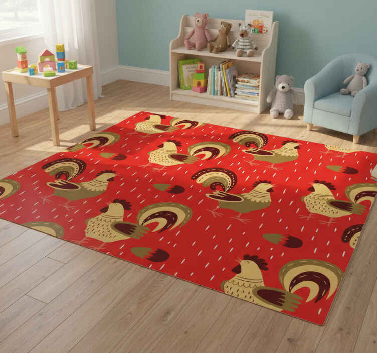 Dieren vinyl tapijt met chinees hanenpatroon - TenStickers