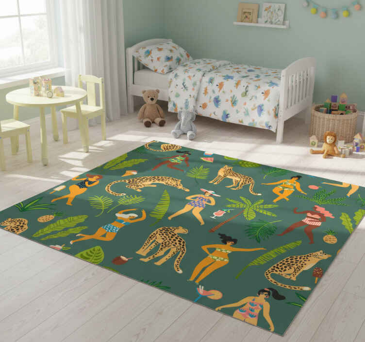 Tappeto vinile animali donne e sfondo leopardato - TenStickers