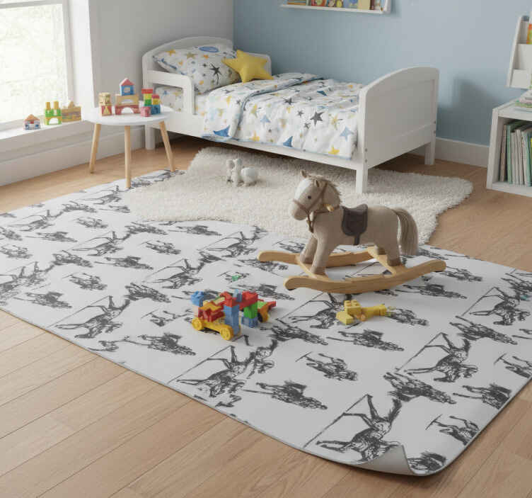 Tappeto vinile animali cavalli grigi in diverse pose - TenStickers