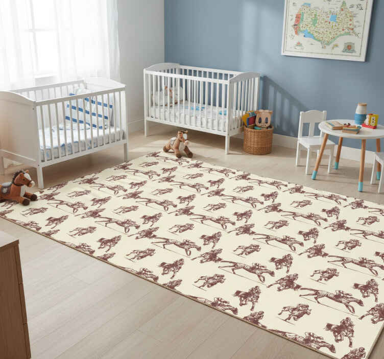 Tappeto vinile animali motivo cavalli beige e marrone - TenStickers
