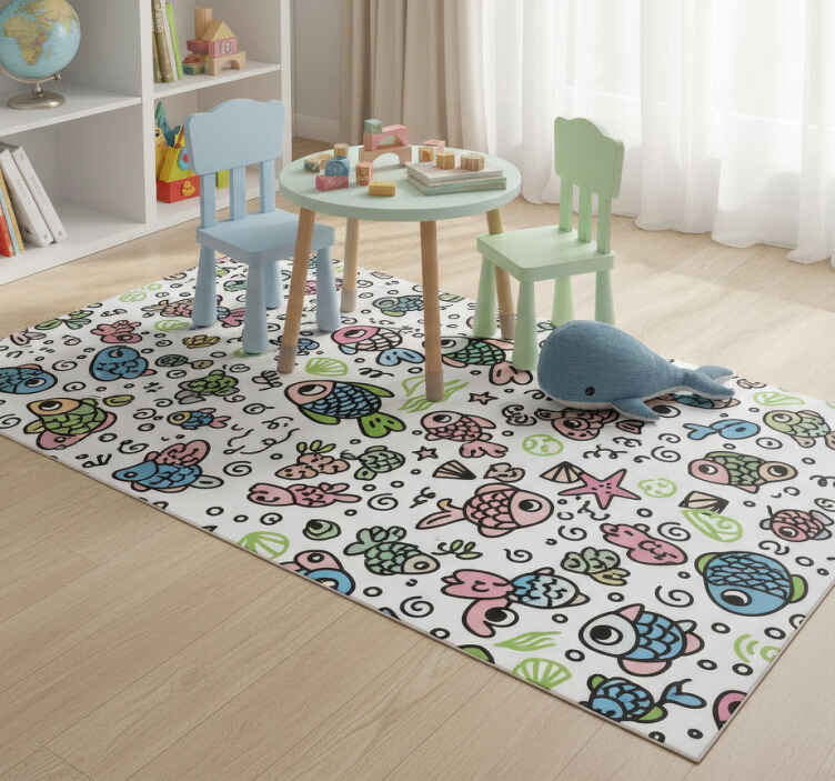 Tappeto vinile animali motivo pesci multicolori - TenStickers