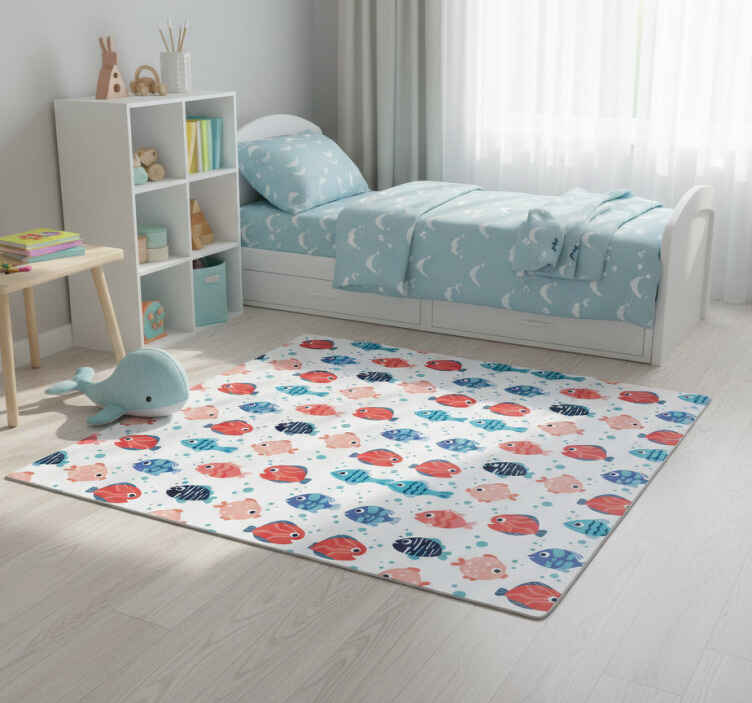 Tappeto vinile animali pesci rosa e blu - TenStickers