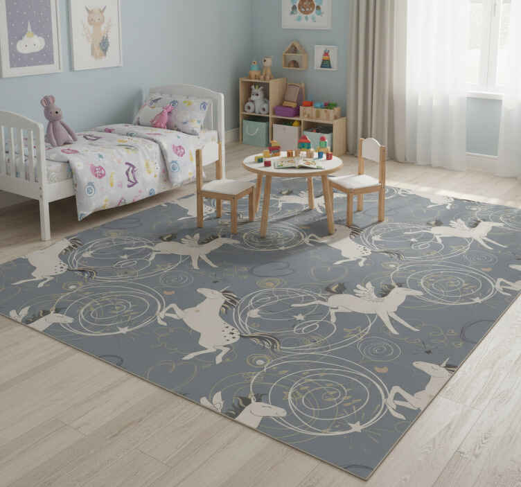 Tappeto vinile animali unicorni pegaso su sfondo scuro - TenStickers