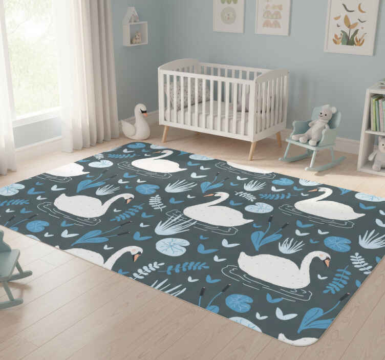 Tappeto vinile animali motivo eleganti cigni bianchi - TenStickers