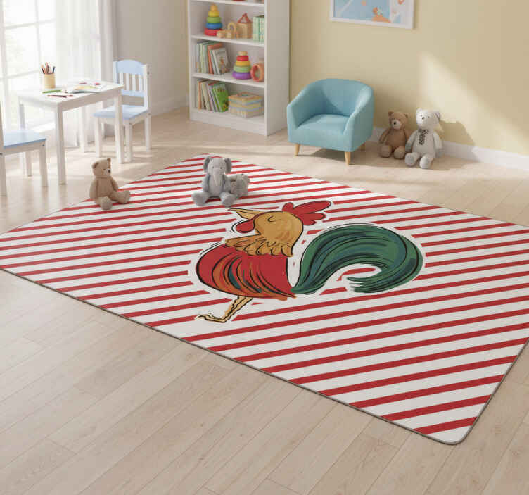 Tappeto vinile animali design originale gallo colorato - TenStickers