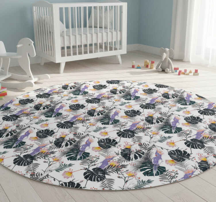 Tappeto vinile animali pappagalli rossi e viola - TenStickers