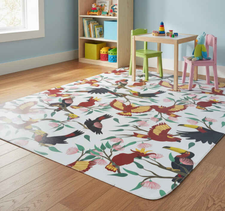 Tappeto vinile animali pappagalli e tucani volanti - TenStickers