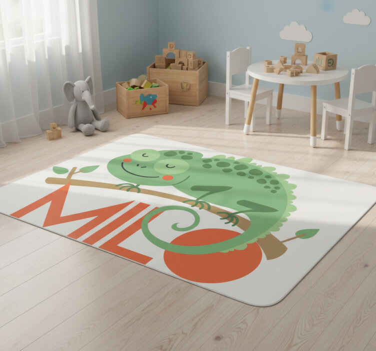 Zvířecí vinylový koberec chameleon s jménem - TenStickers