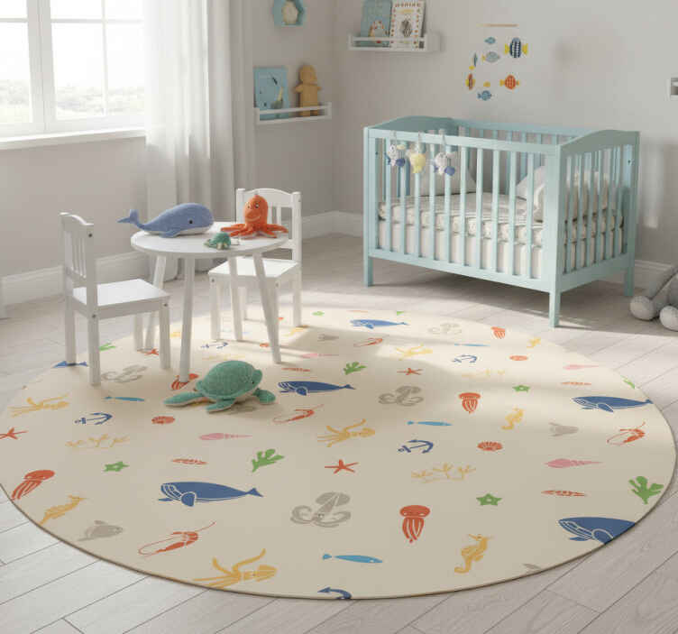 Dieren vinyl tapijt met zeedieren patroon - TenStickers