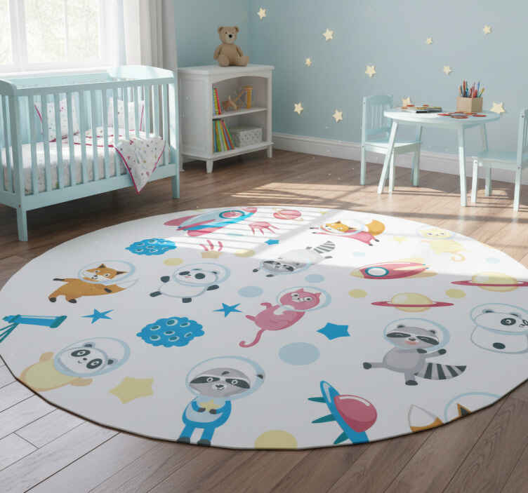 Tappeto vinile animali astronauti carini - TenStickers