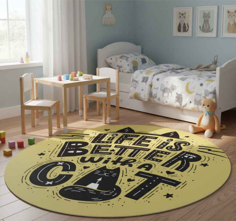 Dieren vinyl tapijt leven is beter met kat - TenStickers