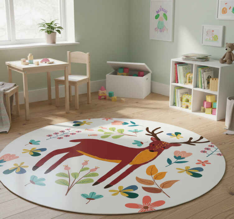 Tappeto vinile animali illustrazione cervo fantasioso - TenStickers
