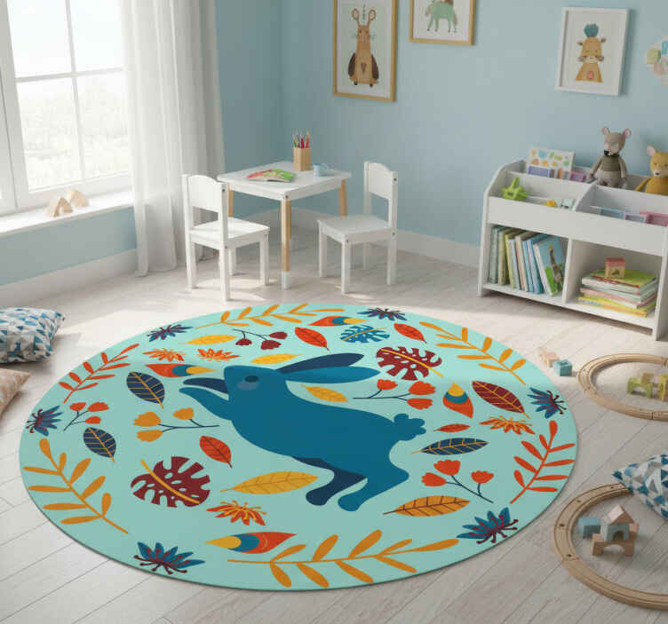 Dieren vinyl tapijt speelse konijnen illustratie - TenStickers
