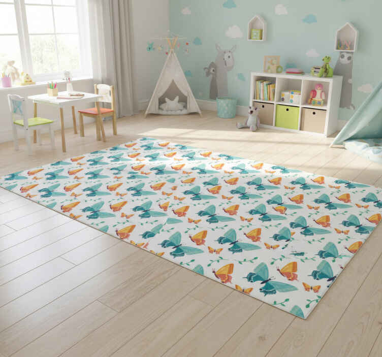 Tappeto vinile animali concetto farfalla vivace - TenStickers