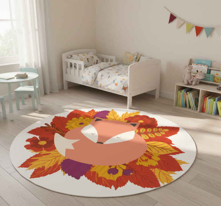 Tappeto vinile animali volpe con foglie - TenStickers