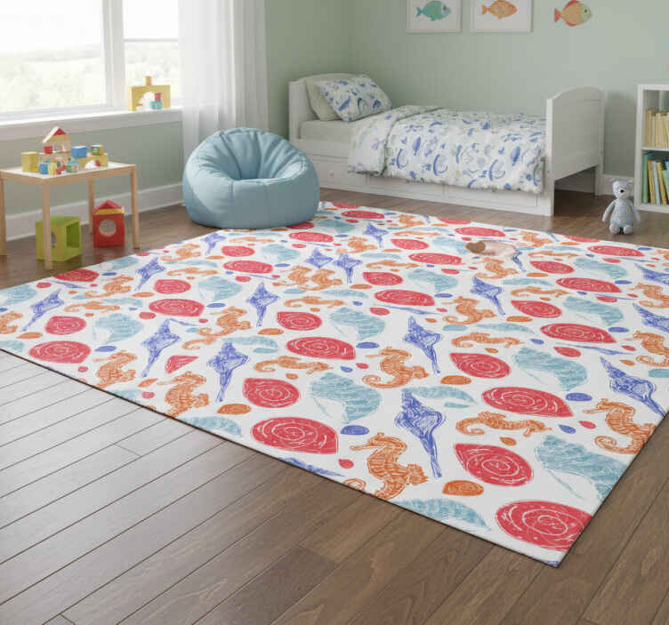 Tappeto vinile animali creature marine colorate - TenStickers