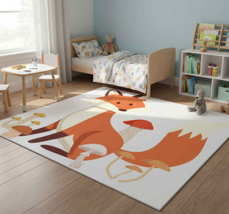 Tappeto vinile animali illustrazione volpe giocosa - TenStickers