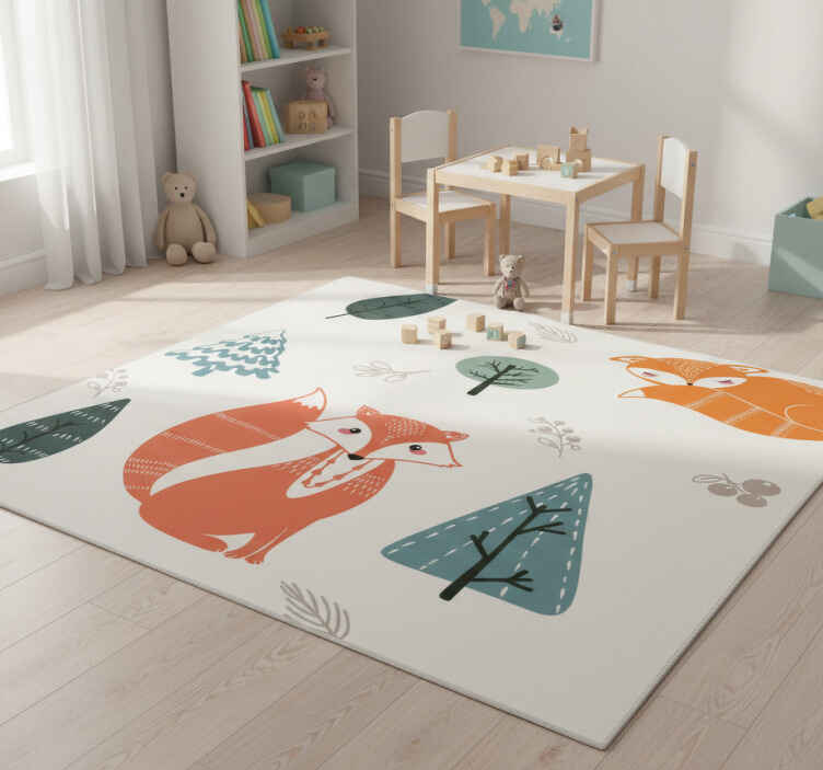 Tappeto vinile animali design di volpi fantasiose - TenStickers