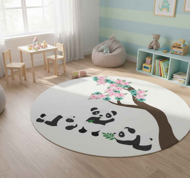 Tappeto vinile animali clan di panda fantasioso - TenStickers