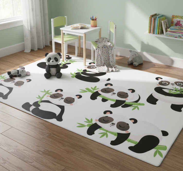 Dieren vinyl tapijt schattige panda illustraties - TenStickers