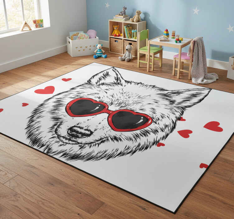 Dieren vinyl tapijt speelse wolf embleem - TenStickers