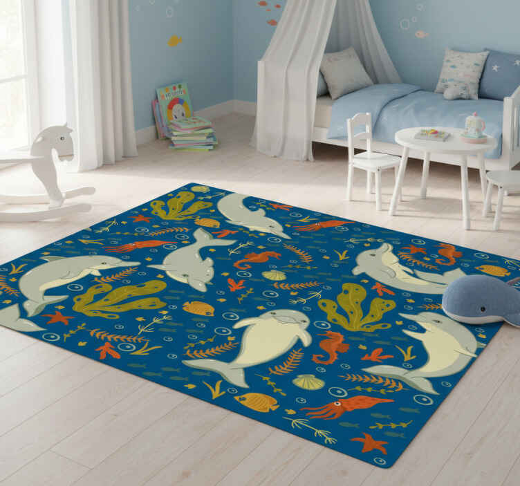 Tappeto vinile animali vita marina giocosa - TenStickers