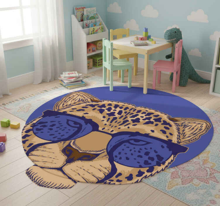 Dieren vinyl tapijt luipaard met bril - TenStickers