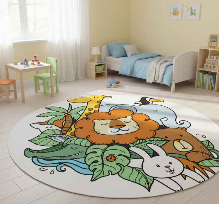 Tappeto vinile animali scena giocosa - TenStickers