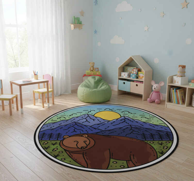 Dieren vinyl tapijt beer in landschap - TenStickers