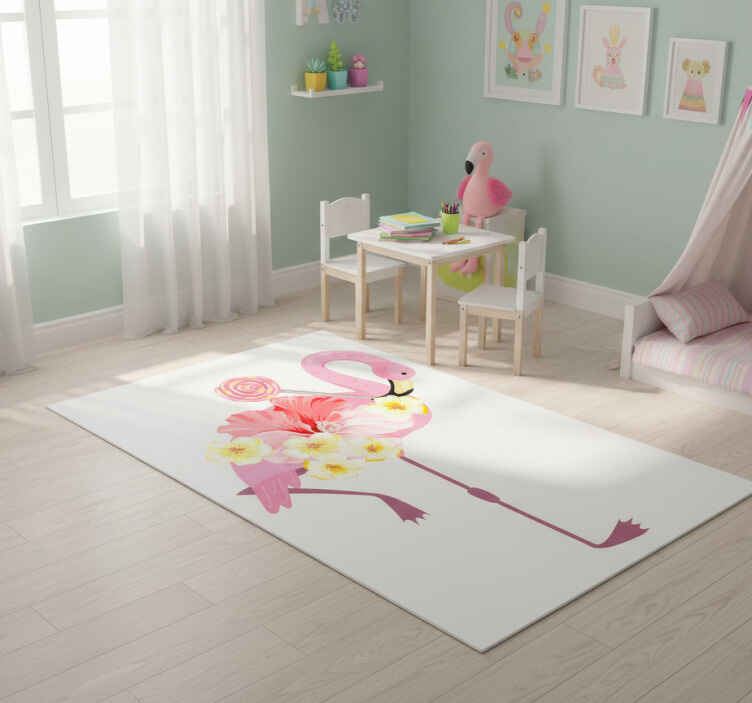 Tappeto vinile animali design floreale fenicottero - TenStickers