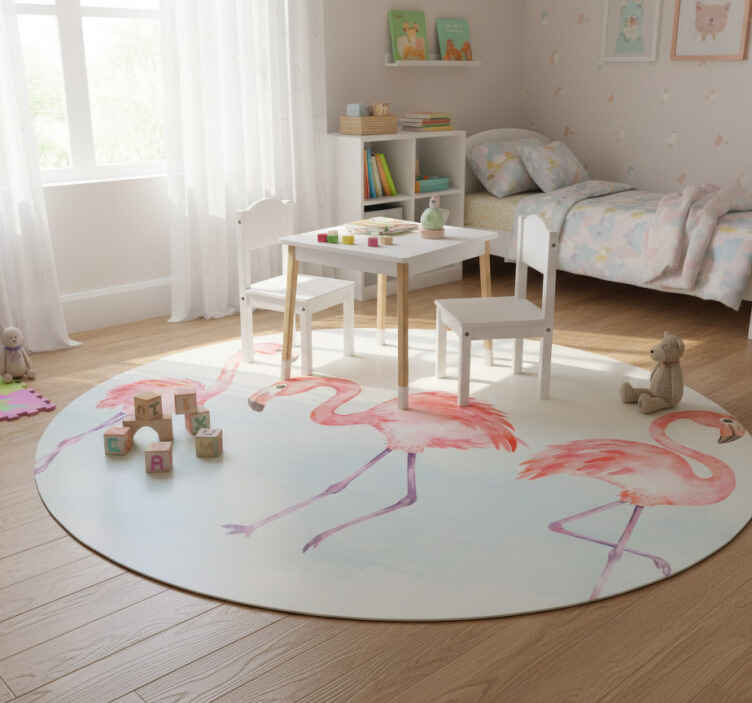 Tappeto vinile animali trio di fenicotteri eleganti - TenStickers