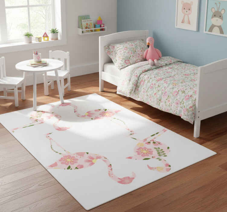 Tappeto vinile animali motivo floreale fenicottero - TenStickers