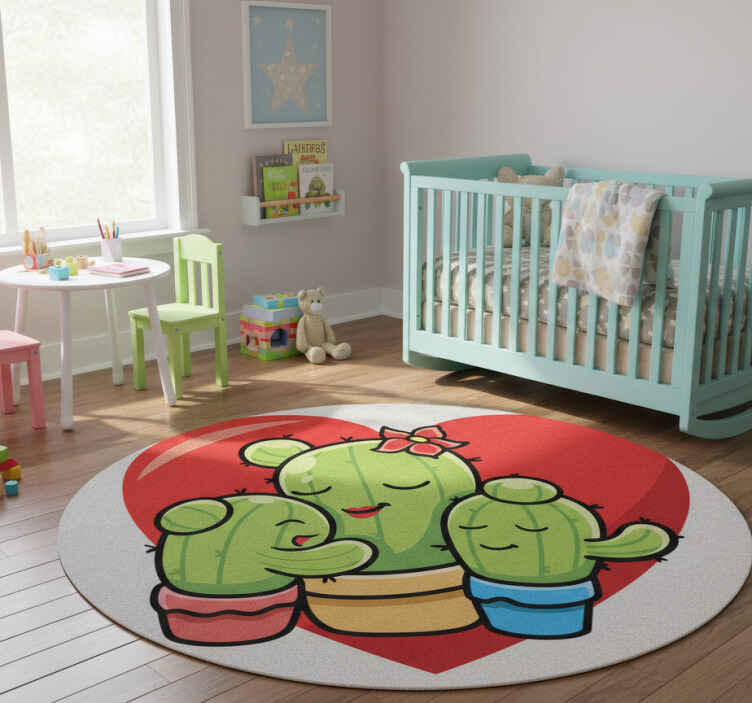 Tappeto vinile animali amore della famiglia cactus - TenStickers
