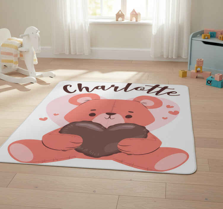 Tappeto vinile animali orso carino con cuore - TenStickers