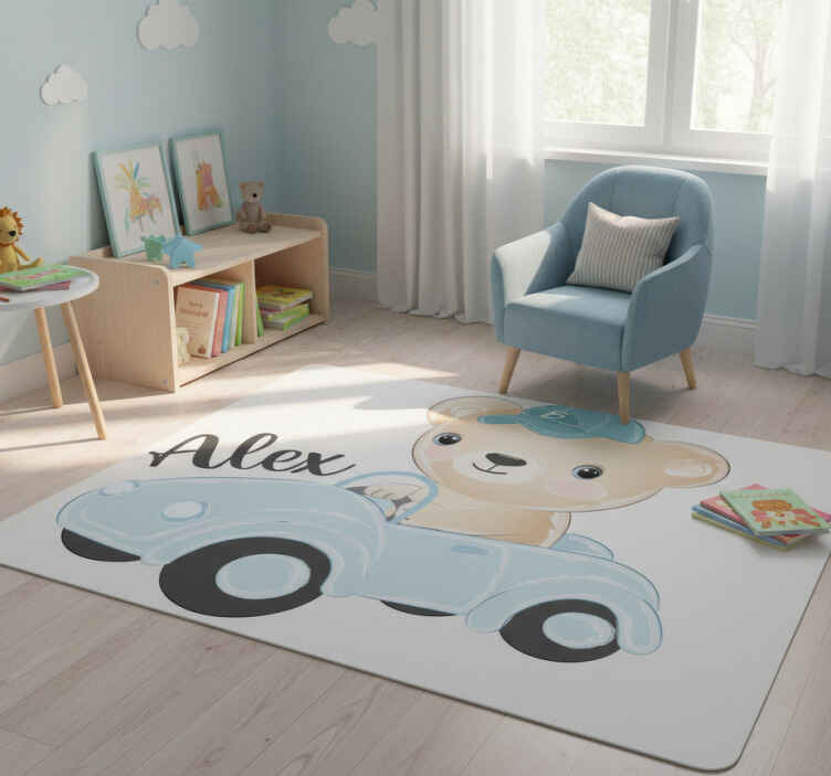Tappeto vinile animali orso pilota carino - TenStickers
