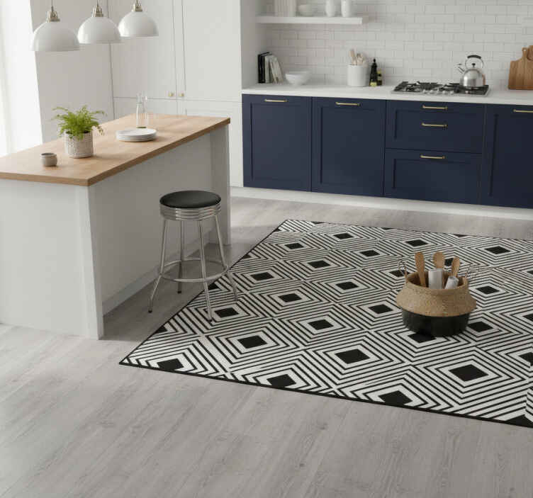 Tapis vinyle cuisine treillis losanges audacieux - TenStickers