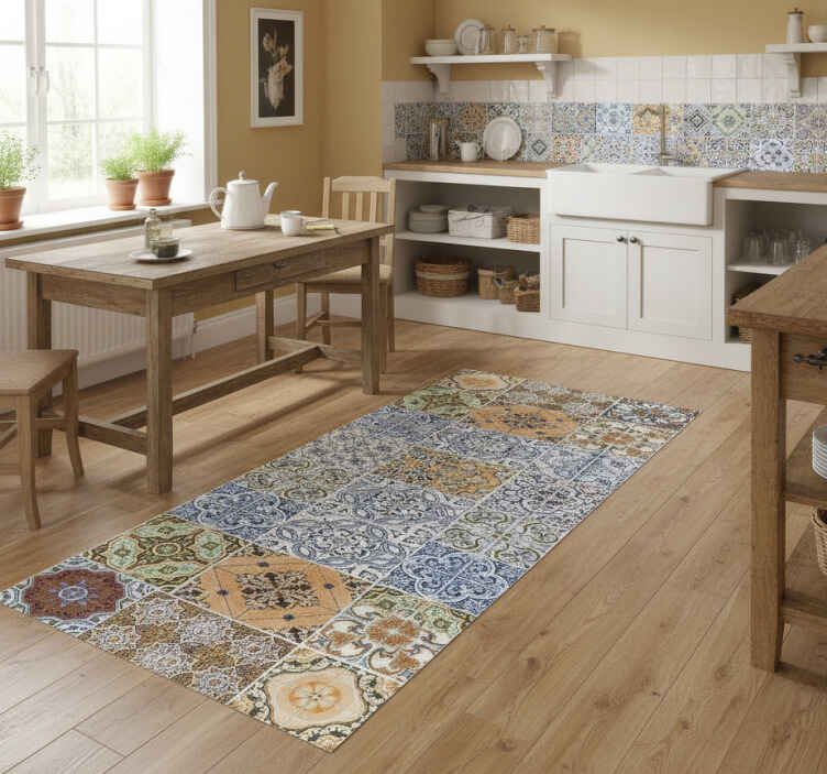 Eclectic mediterranean style kitchen vinyl rug - TenStickers