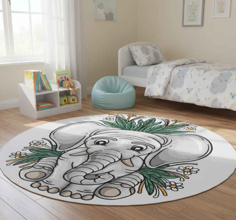 Dieren vinyl tapijt schattige olifantenillustratie - TenStickers