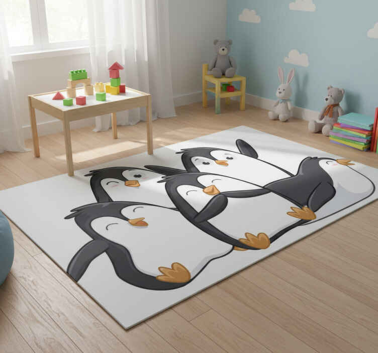 Dieren vinyl tapijt gelukkige pinguïn familie - TenStickers