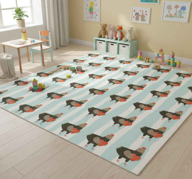Dieren vinyl tapijt met charmant kippenpatroon - TenStickers