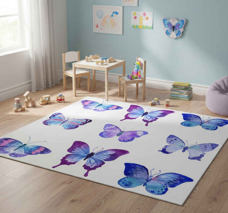 Dieren vinyl tapijt met levendige vlinderillustraties - TenStickers