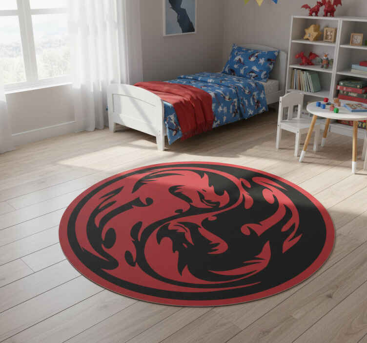 Tappeto vinile animali draghi yin yang - TenStickers