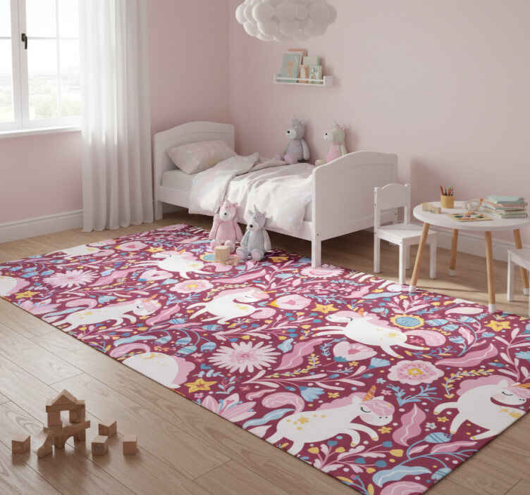 Tappeto vinile animali motivo unicorni giocosi - TenStickers