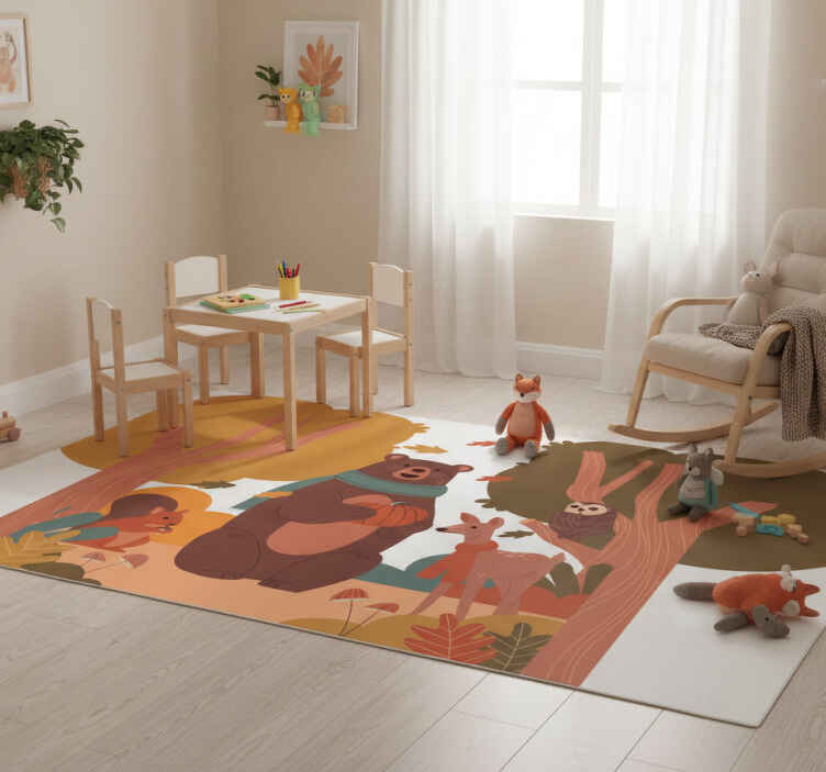 Dieren vinyl tapijt herfst bosdieren - TenStickers
