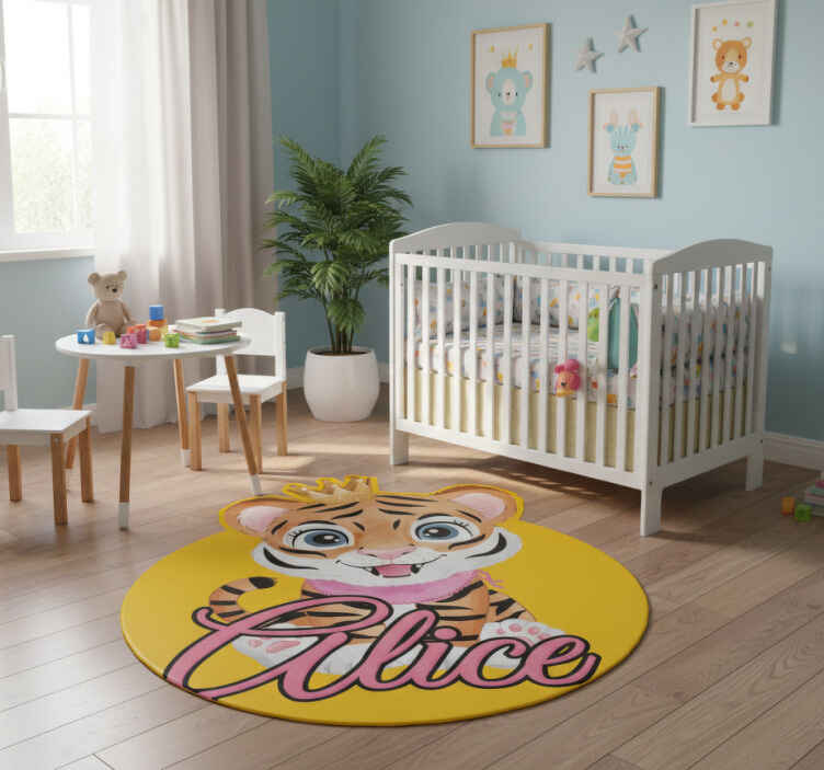 Dieren vinyl tapijt schattige tijger illustratie - TenStickers