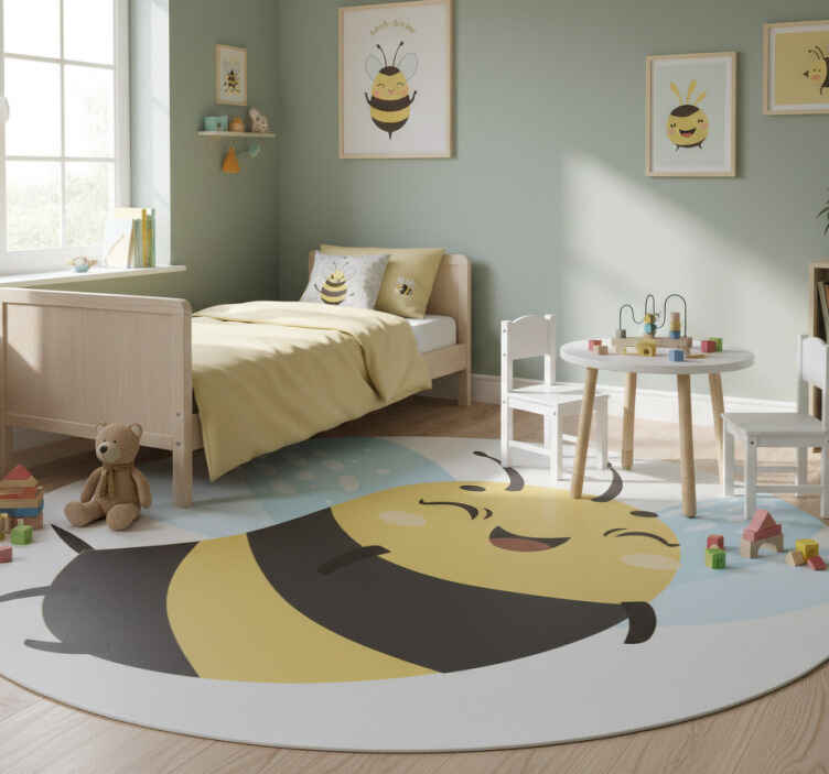 Tappeto vinile animali ape volante allegra - TenStickers